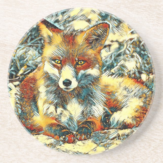 Dessous De Verre En Grès AnimalArt_Fox_003 (Devant)