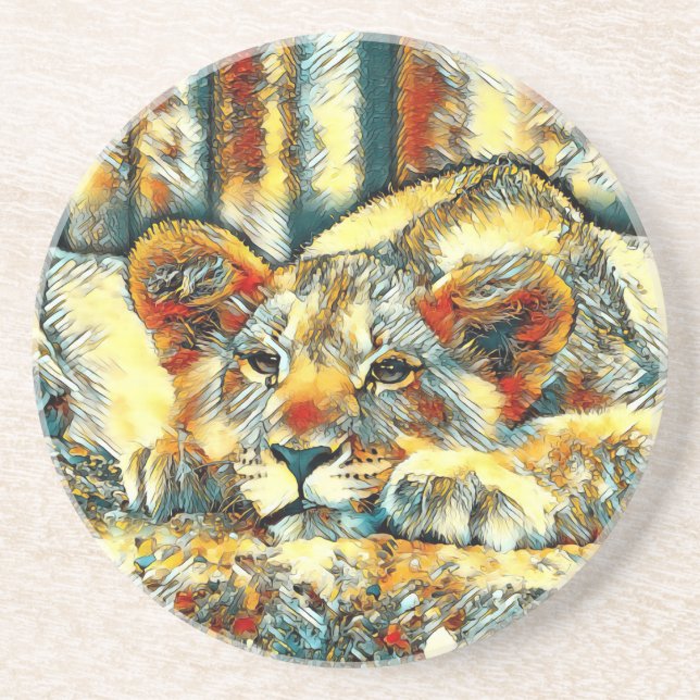 Dessous De Verre En Grès AnimalArt_Lion_036 (Devant)