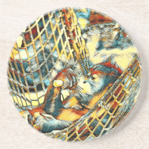 Dessous De Verre En Grès AnimalArt_OrangUtan_002
