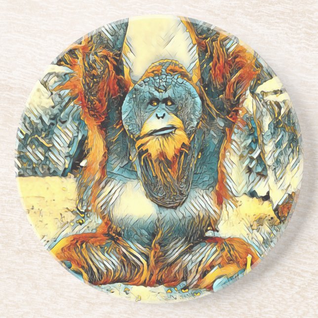 Dessous De Verre En Grès AnimalArt_OrangUtan_004 (Devant)