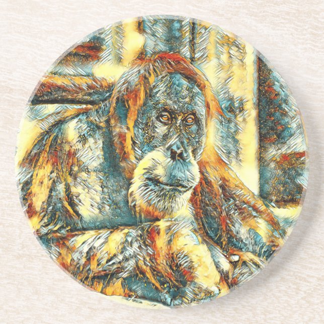 Dessous De Verre En Grès AnimalArt_OrangUtan_018 (Devant)