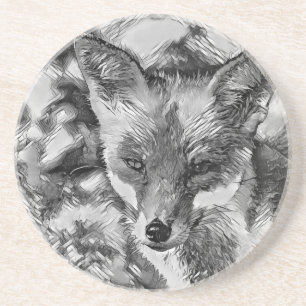 Dessous De Verre En Grès AnimalArtBW_Fox_001