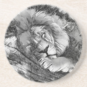 Dessous De Verre En Grès AnimalArtBW_Lion_001