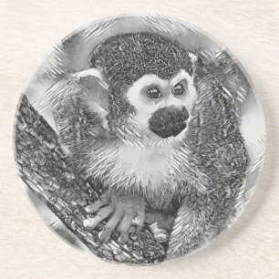Dessous De Verre En Grès AnimalArtBW_Monkey_002