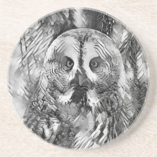 Dessous De Verre En Grès AnimalArtBW_Owl_001