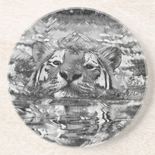 Dessous De Verre En Grès AnimalArtBW_Tiger_006