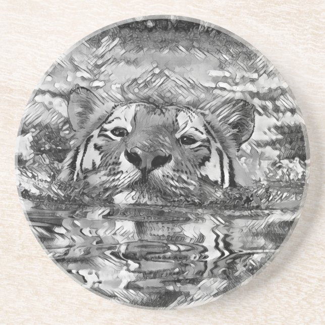 Dessous De Verre En Grès AnimalArtBW_Tiger_006 (Devant)