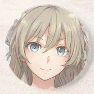 Dessous De Verre En Grès Anime brune fille aux yeux bleus