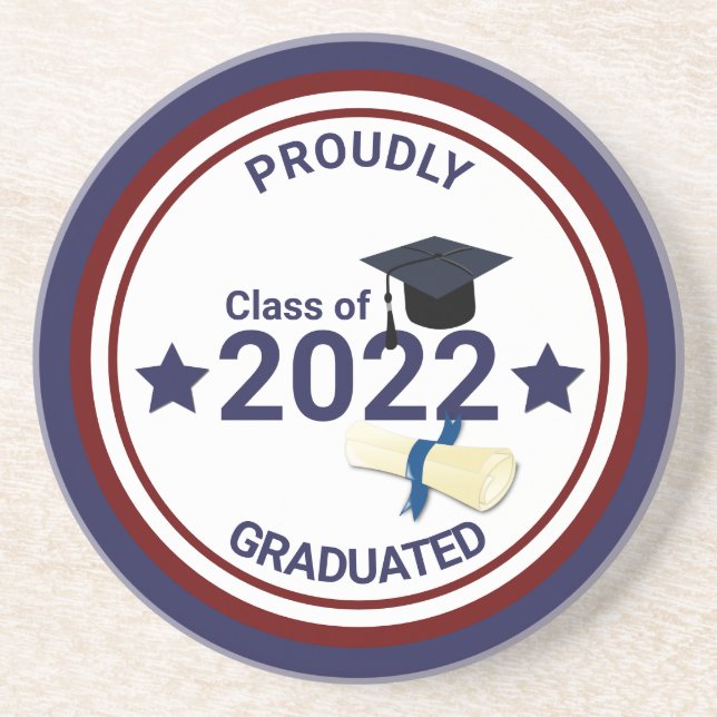 Dessous De Verre En Grès Année de diplôme classe élégante de 2022 (Devant)