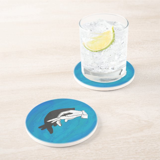 Dessous De Verre En Grès Anteille Ombre Sur Bleu (Côté)