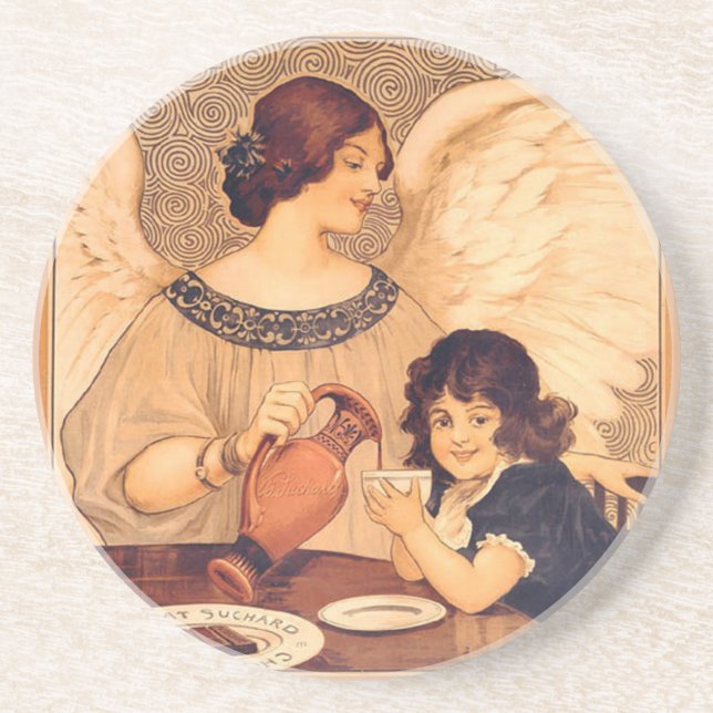 Dessous De Verre En Grès Antique française au chocolat (Devant)
