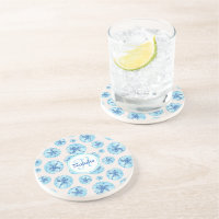 Aqua turquoise bleu sable dollar aquarelle nom per