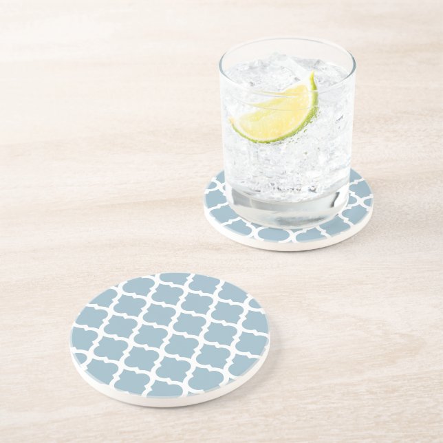 Dessous De Verre En Grès Aquamarine Moroccan Tile Trellis (Côté)