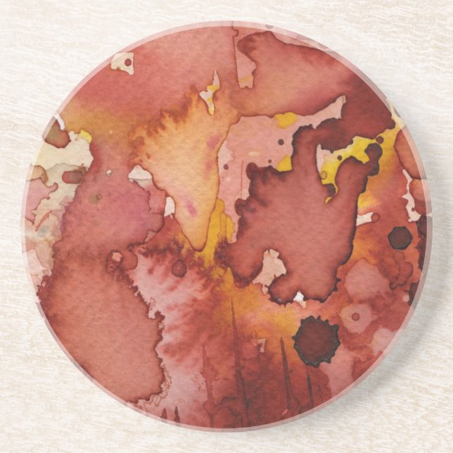 Dessous De Verre En Grès aquarelle 3 d'arrière - plan (Devant)