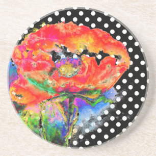 Dessous De Verre En Grès Aquarelle Abstraite rouge