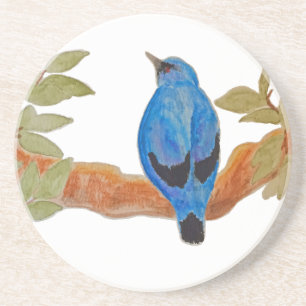 Dessous De Verre En Grès Aquarelle bleu Cuckooshrike Oiseau artistique
