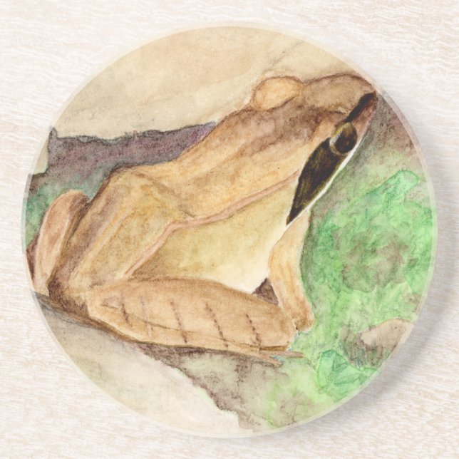 Dessous De Verre En Grès Aquarelle de grenouille à bois (Devant)