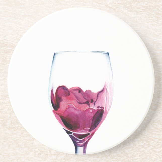 Dessous De Verre En Grès Aquarelle de vin rouge Dessous de verre de grès (Devant)