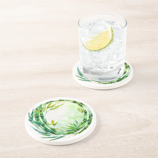 Dessous De Verre En Grès Aquarelle en bambou design (Côté)