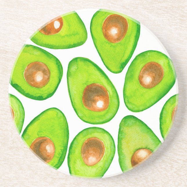Dessous De Verre En Grès Aquarelle en tranches d'Avocado (Devant)