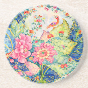 Dessous De Verre En Grès Aquarelle feuille de tabac inspirée de la Chine 