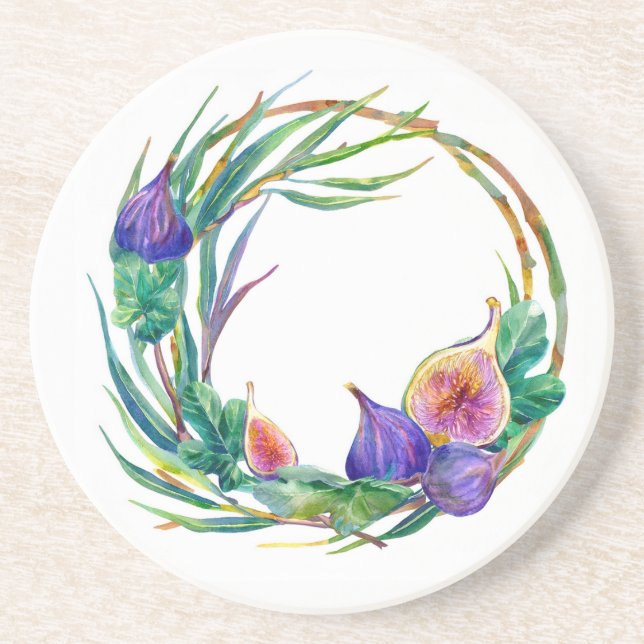 Dessous De Verre En Grès Aquarelle figues design (Devant)
