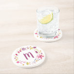 Dessous De Verre En Grès Aquarelle Fleur Garage Monogramme<br><div class="desc">Joli tableau aquarelle d'une couronne de fleurs sauvages automnaux. Modifiez la valeur initiale pour customiser.</div>