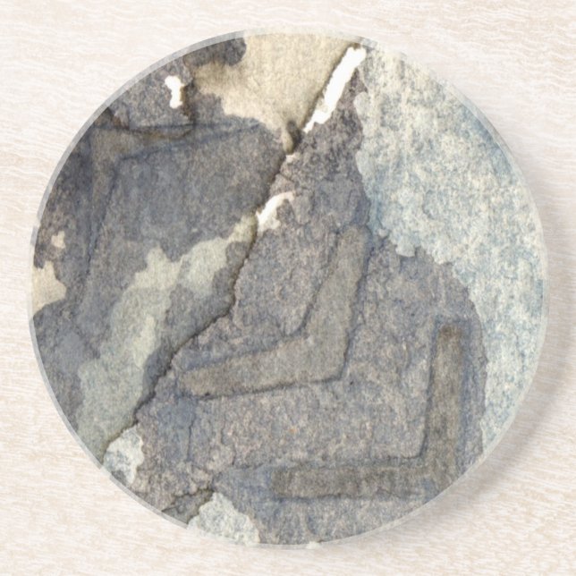 Dessous De Verre En Grès aquarelle gris-bleue 2 d'arrière - plan (Devant)