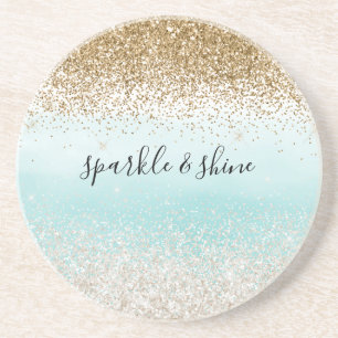 Dessous De Verre En Grès Aquarelle Ombre Gold Glitzy Parties scintillant