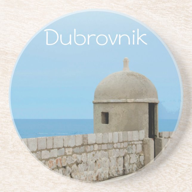 Dessous De Verre En Grès Aquarelle peinture de la muraille de Dubrovnik (Devant)