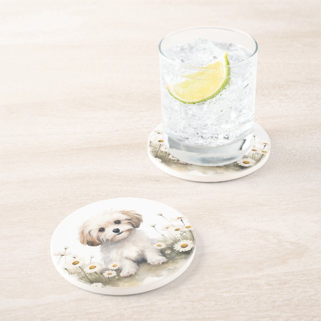 Dessous De Verre En Grès Aquarelle Poodle dans les marais (Côté)