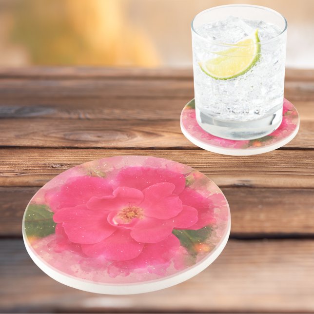 Dessous De Verre En Grès Aquarelle Rose rosé (Créateur téléchargé)