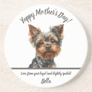Dessous De Verre En Grès Aquarelle Yappy Yorkie fête des mères