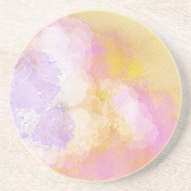 Dessous De Verre En Grès Aquarelles abstraites - arrière - plan orange (Devant)