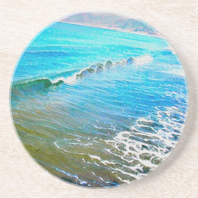Dessous De Verre En Grès Aquarelles Vagues (Devant)