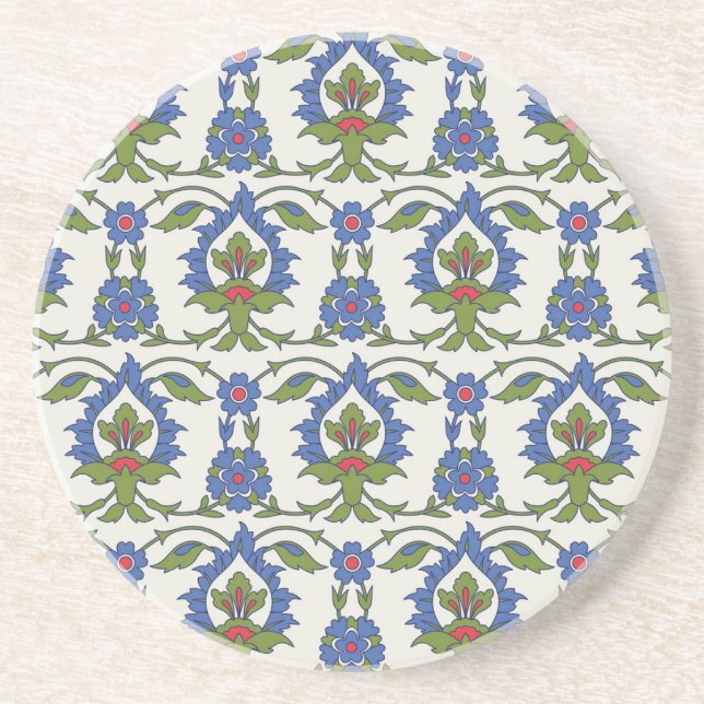 Dessous De Verre En Grès Arabe Traditionnel : Carrelage Iznik sans couture. (Devant)