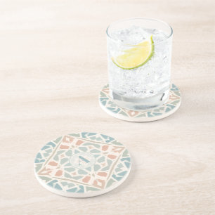 Dessous De Verre En Grès Arabesque Terreuse Lettre Personnalisée en Mosaï