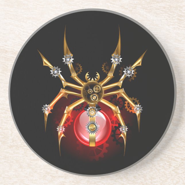 Dessous De Verre En Grès Araignée en vapeur noire (Devant)