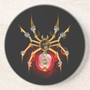 Dessous De Verre En Grès Araignée Steampunk sur fond noir