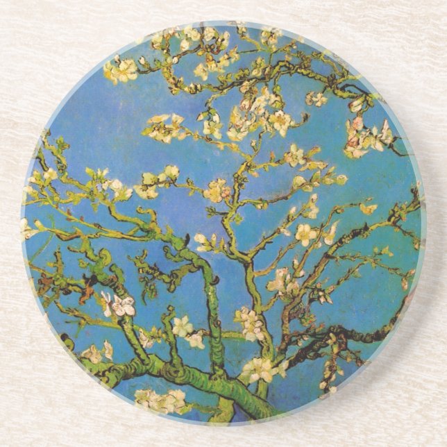 Dessous De Verre En Grès Arbre aux amandes en fleurs par Vincent van Gogh (Devant)