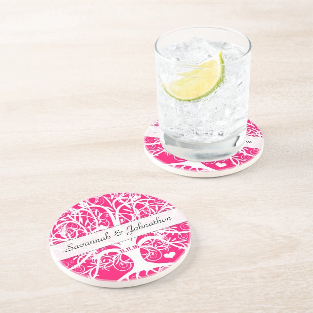 Dessous De Verre En Grès Arbre blanc sur votre choix de couleurs (Côté)