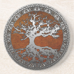 Dessous De Verre En Grès Arbre d'argent de la vie