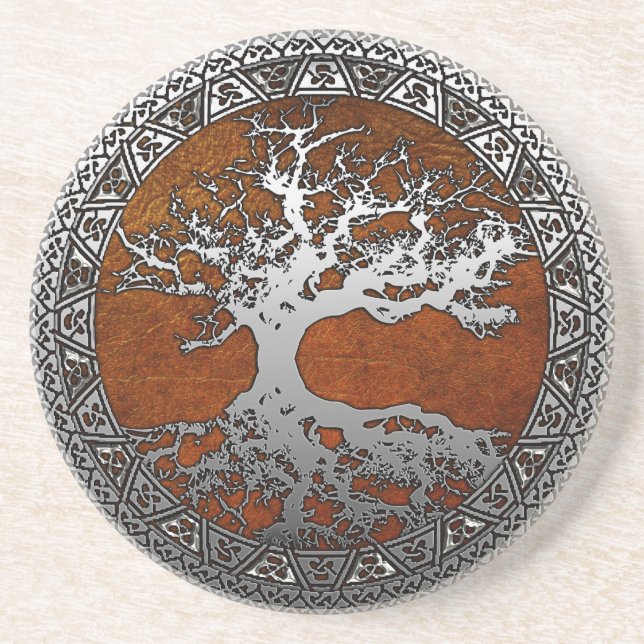 Dessous De Verre En Grès Arbre d'argent de la vie (Devant)