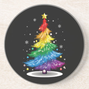 Dessous De Verre En Grès Arbre de Noël arc-en-ciel Fierté LGBT Gay Joyeux N
