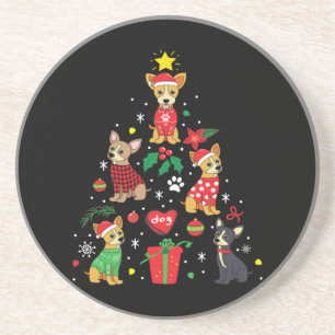 Dessous De Verre En Grès Arbre de Noël du Chihuahua