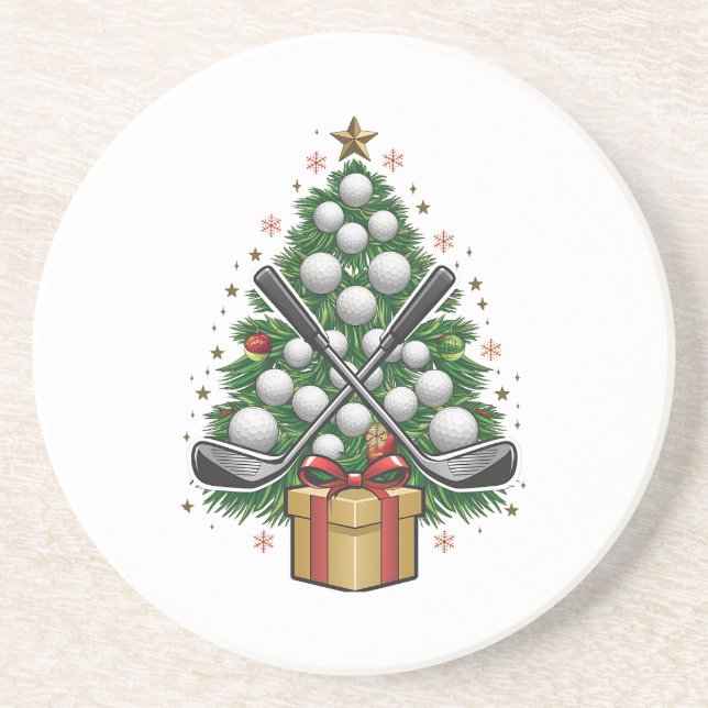 Dessous De Verre En Grès Arbre de Noël Équipement de Golf Noël Golf (Devant)