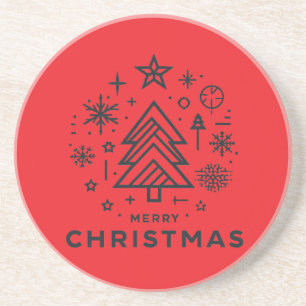 Dessous De Verre En Grès Arbre de Noël minimaliste Joyeux design de Noël