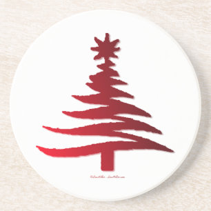 Dessous De Verre En Grès Arbre de Noël Rouge