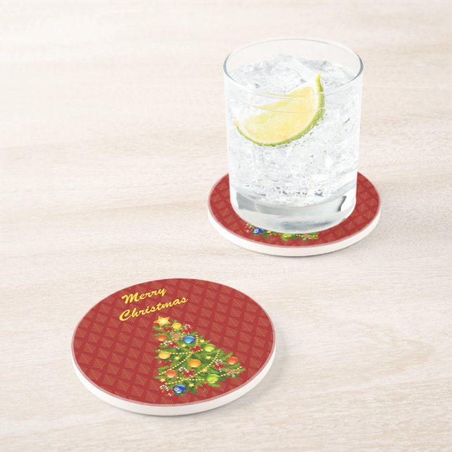 Dessous De Verre En Grès Arbre de Noël vert (Côté)