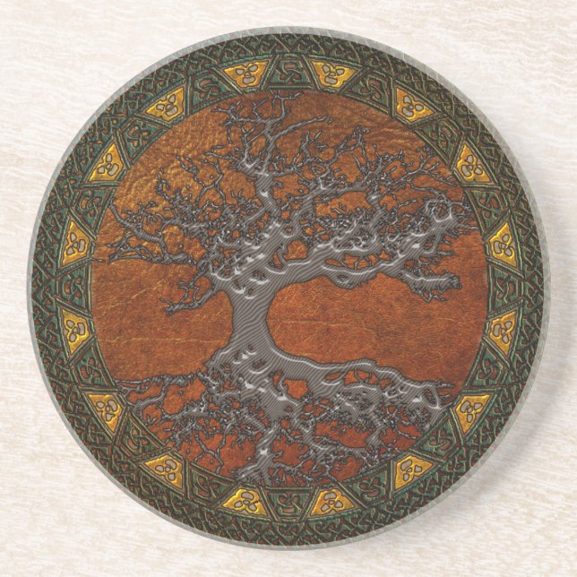 Dessous De Verre En Grès Arbre de vie celtique (Devant)